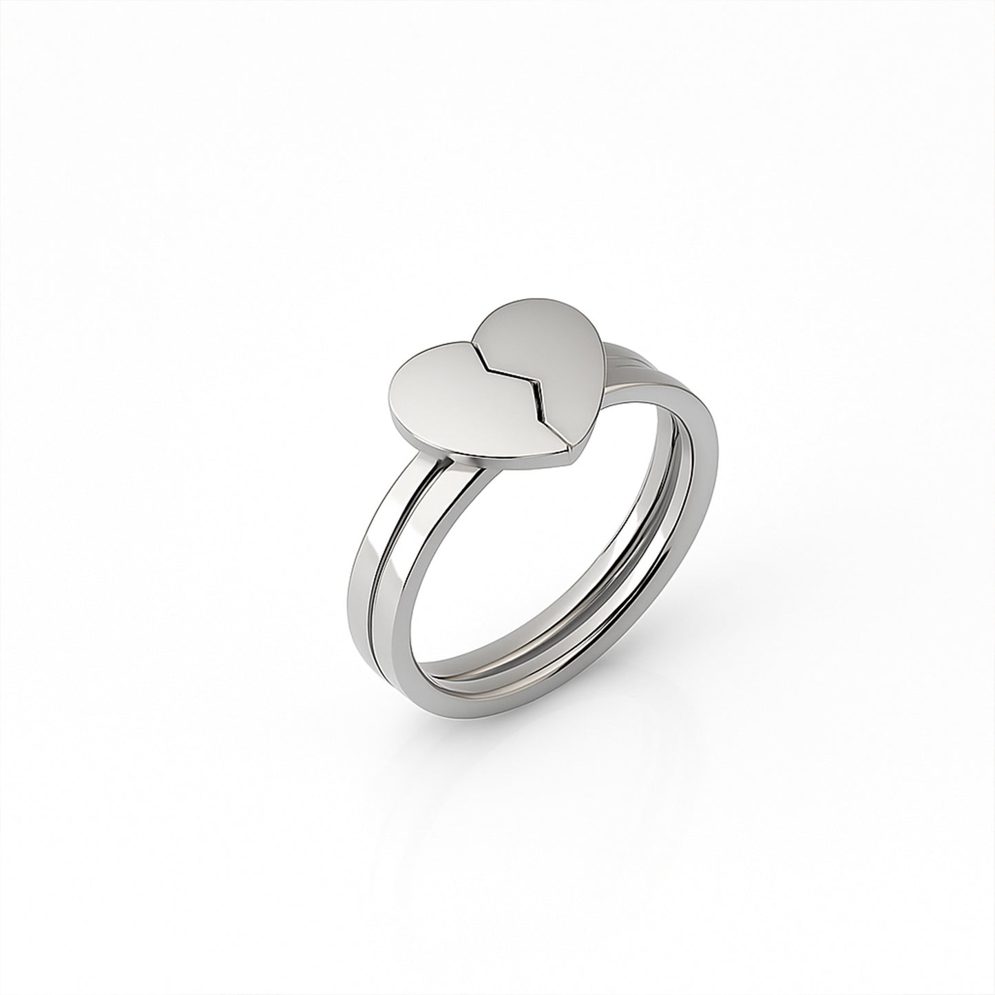 Personalized Heart Ring Set - Custom Engraved Couple Ring
