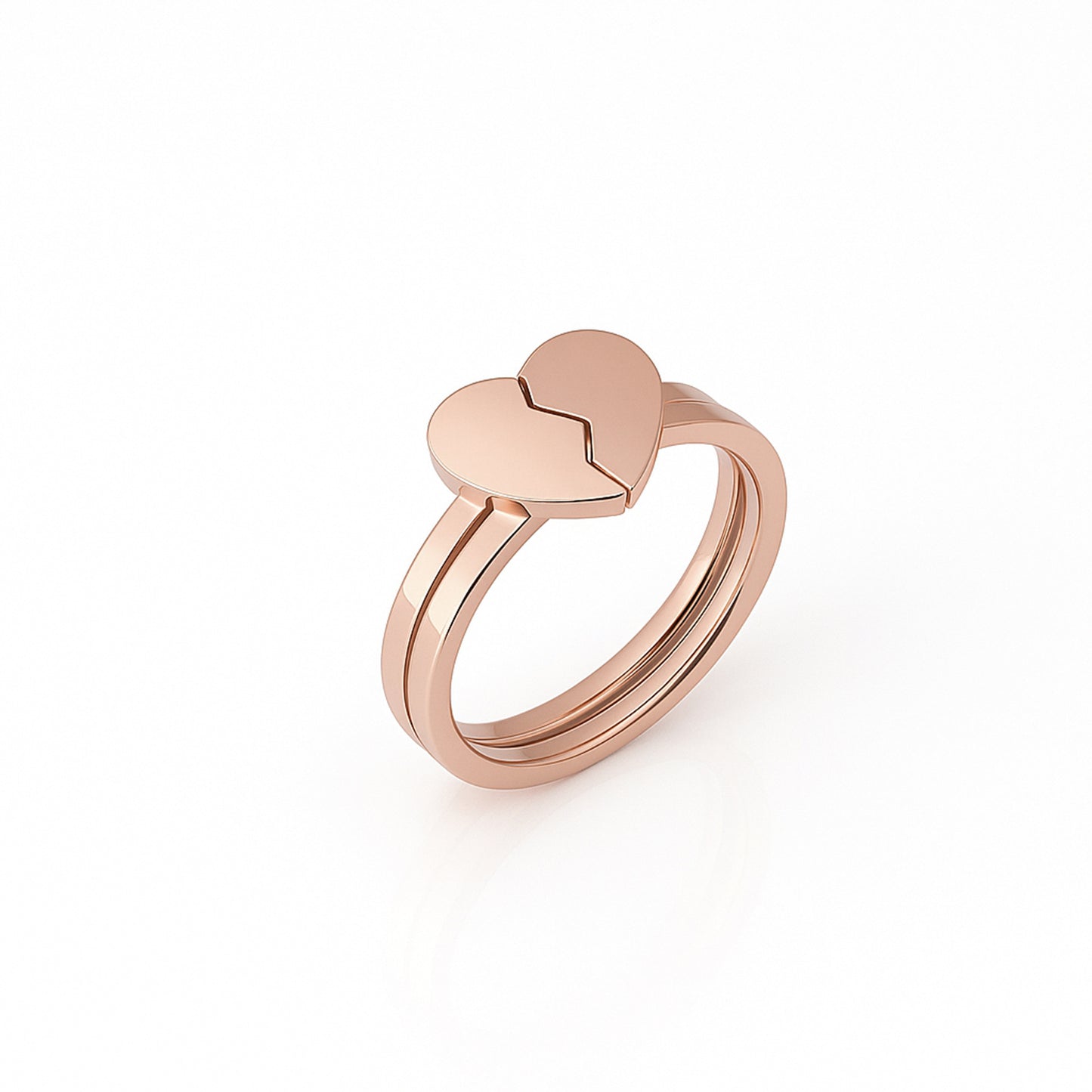 Personalized Heart Ring Set - Custom Engraved Couple Ring