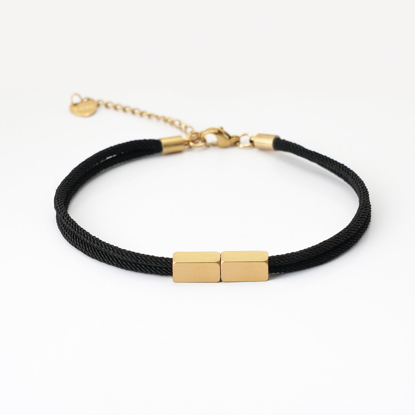 Personalized Double Braided Rope Bracelet - Custom Engraved Stainless Steel Rectangular Bar