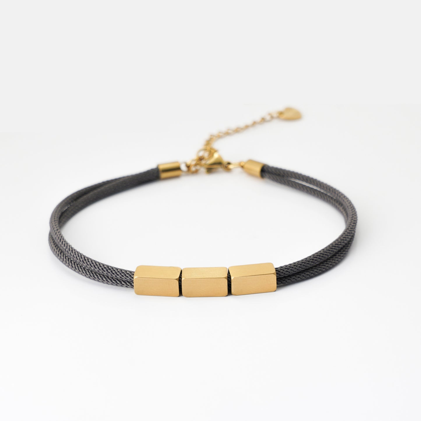 Personalized Double Braided Rope Bracelet - Custom Engraved Stainless Steel Rectangular Bar