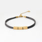 Personalized Double Braided Rope Bracelet - Custom Engraved Stainless Steel Rectangular Bar