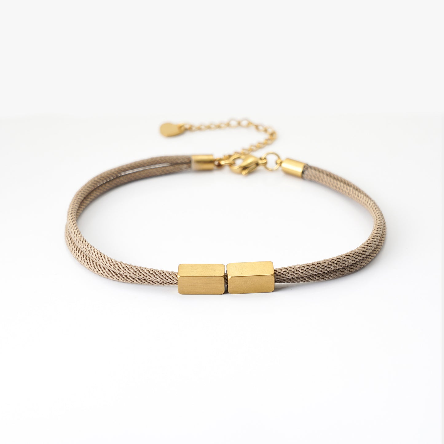 Personalized Double Braided Rope Bracelet - Custom Engraved Stainless Steel Rectangular Bar