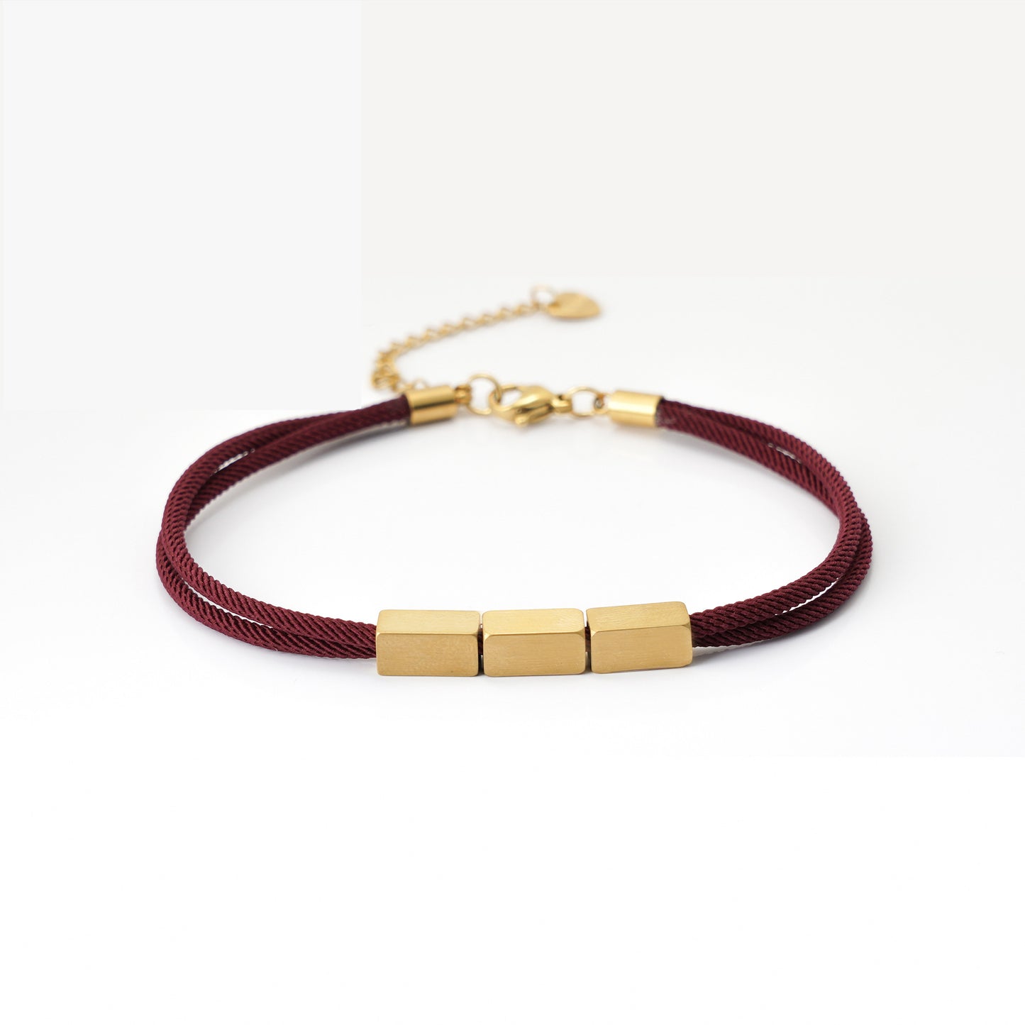 Personalized Double Braided Rope Bracelet - Custom Engraved Stainless Steel Rectangular Bar