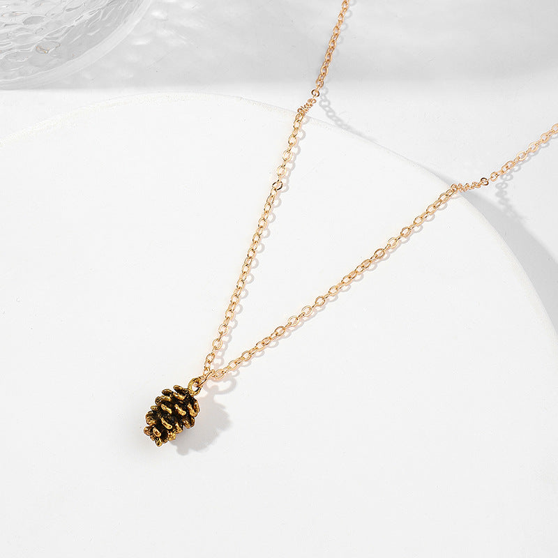 Custom Pinecone Initial Necklace Personalized Gifts for Mom Gift Necklace Dainty Pine Jewelry