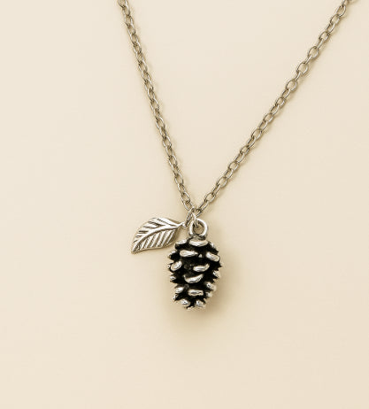 Custom Pinecone Initial Necklace Personalized Gifts for Mom Gift Necklace Dainty Pine Jewelry