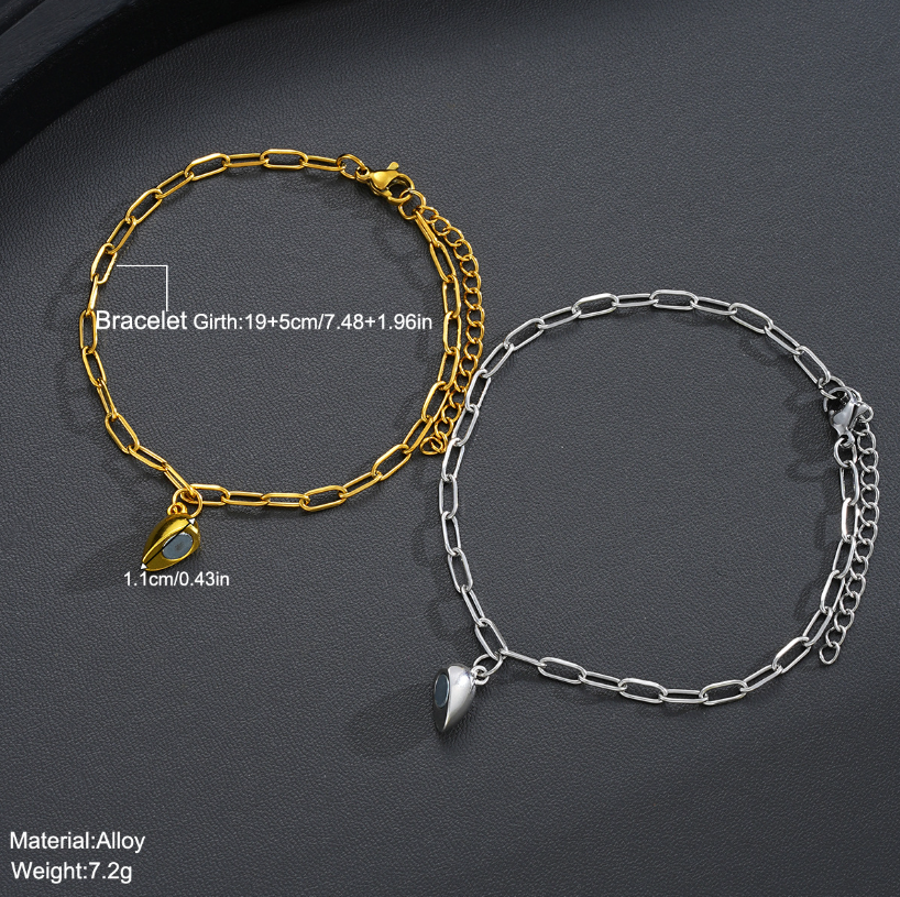 Heart-shaped magnetic couple bracelet