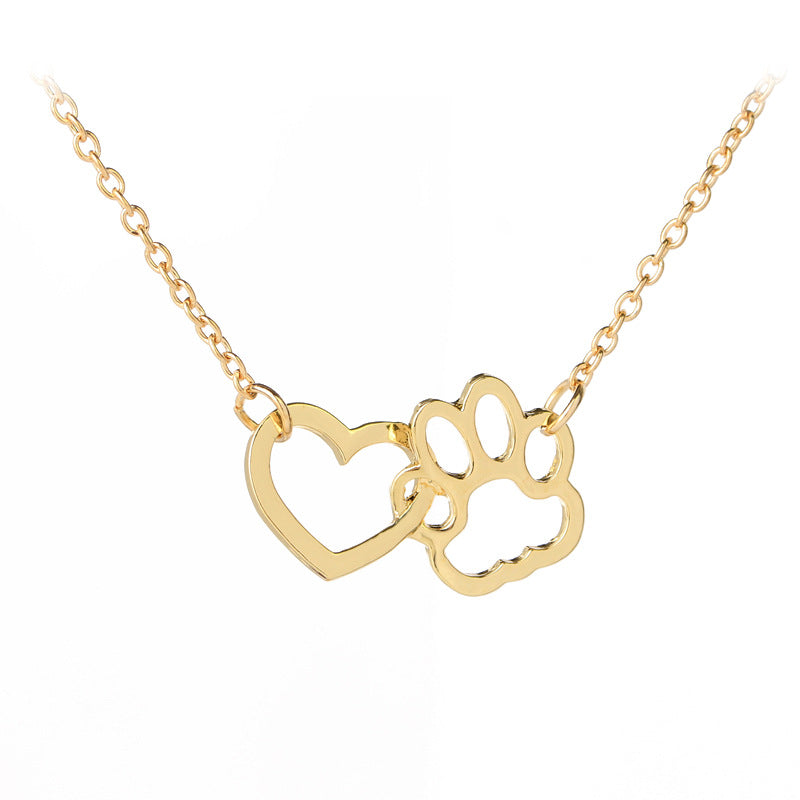 Personalized Heart & Paw Interlocking Linked Interlock Necklace
