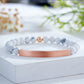 Custom Engraved Natural Stone Bracelet with Stainless Steel 3D curved Bar and Bead - Rose Gold