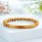 Custom Engraved Natural Stone Bracelet with Stainless Steel 3D curved Bar and Bead - Rose Gold