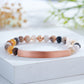 Custom Engraved Natural Stone Bracelet with Stainless Steel 3D curved Bar and Bead - Rose Gold