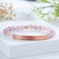 Custom Engraved Natural Stone Bracelet with Stainless Steel 3D curved Bar and Bead - Rose Gold