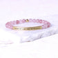 Custom Engraved Natural Stone Bracelet with Stainless Steel 3D curved Bar and Bead - Gold
