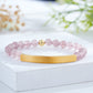 Custom Engraved Natural Stone Bracelet with Stainless Steel 3D curved Bar and Bead - Gold