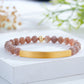 Custom Engraved Natural Stone Bracelet with Stainless Steel 3D curved Bar and Bead - Gold