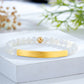 Custom Engraved Natural Stone Bracelet with Stainless Steel 3D curved Bar and Bead - Gold