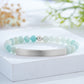 Custom Engraved Natural Stone Bracelet with Stainless Steel 3D curved Bar and Bead - Silver