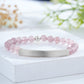 Custom Engraved Natural Stone Bracelet with Stainless Steel 3D curved Bar and Bead - Silver
