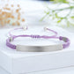 Custom Engraved Woven Bracelet with Stainless Steel 3D Rectangular Bar - Silver