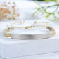 Custom Engraved Woven Bracelet with Stainless Steel 3D Rectangular Bar - Silver