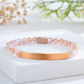 Custom Engraved Natural Stone Bracelet with Stainless Steel 3D Rectangular Bar - Rose Gold