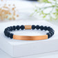 Custom Engraved Natural Stone Bracelet with Stainless Steel 3D Rectangular Bar - Rose Gold