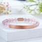 Custom Engraved Natural Stone Bracelet with Stainless Steel 3D Rectangular Bar - Rose Gold