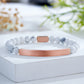 Custom Engraved Natural Stone Bracelet with Stainless Steel 3D Rectangular Bar - Rose Gold