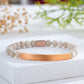 Custom Engraved Natural Stone Bracelet with Stainless Steel 3D Rectangular Bar - Rose Gold