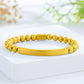 Custom Engraved Natural Stone Bracelet with Stainless Steel 3D Rectangular Bar - Gold