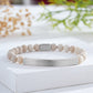 Custom Engraved Natural Stone Bracelet with Stainless Steel 3D Rectangular Bar - Silver