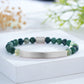 Custom Engraved Natural Stone Bracelet with Stainless Steel 3D Rectangular Bar - Silver