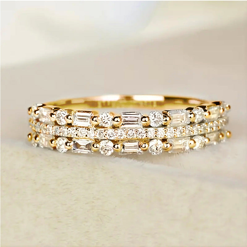 Trendy multi-layered cubic zirconia ring