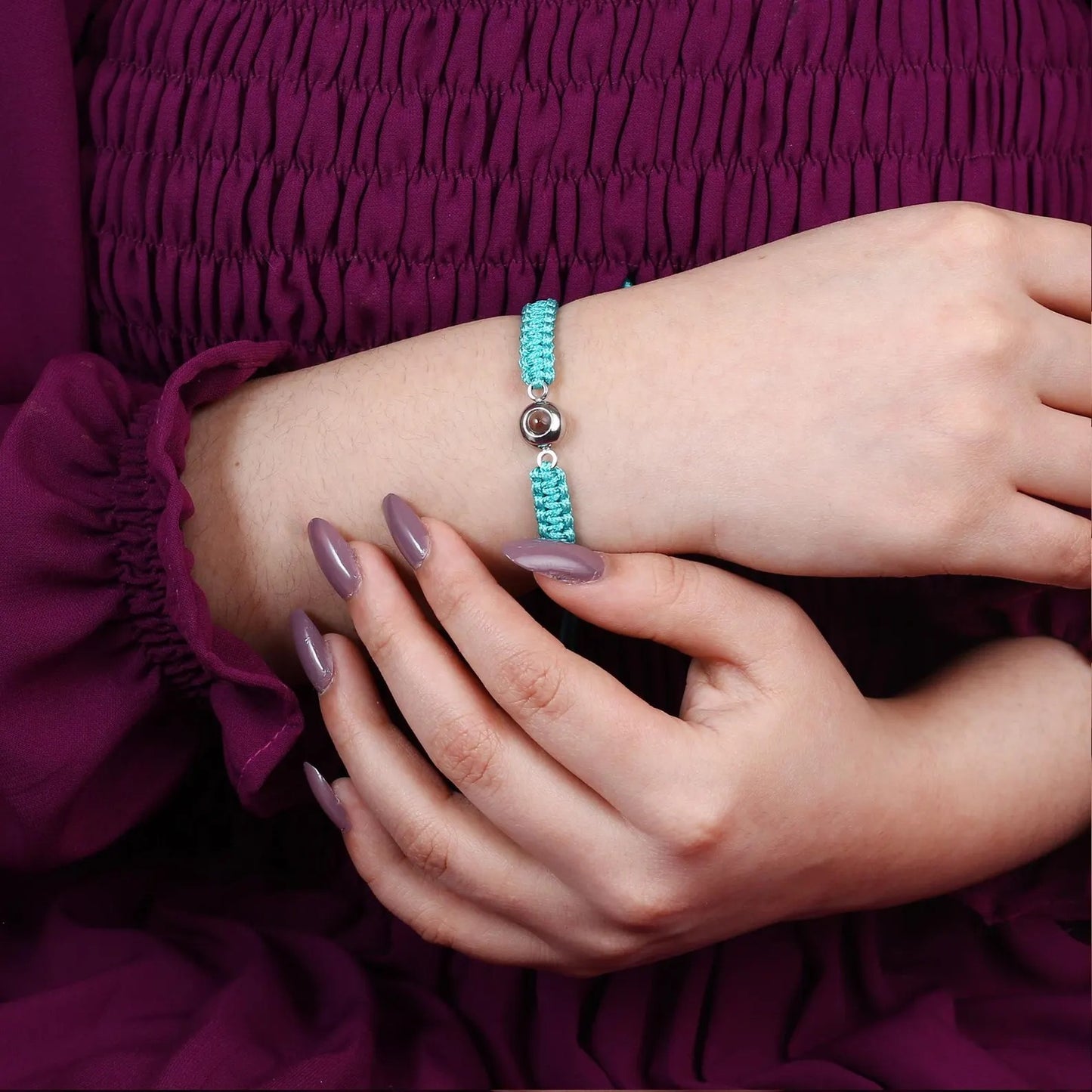 Personalized Photo Projection Flat Knot Bracelet