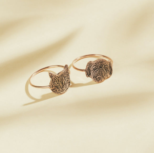Custom Pet Portrait Ring Personalized Pet Lover Gift