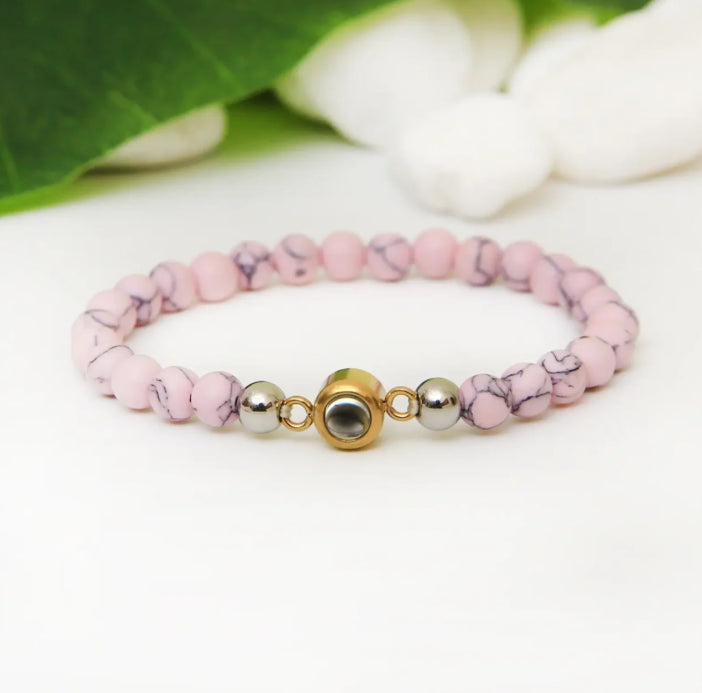 Personalized Frosted Stone Photo Bracelet