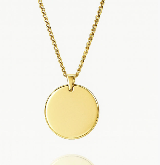Hand-Engraved Custom Pendant Necklace - Personalized Handwriting or Design - 18K Gold Plated Stainless Steel Chain