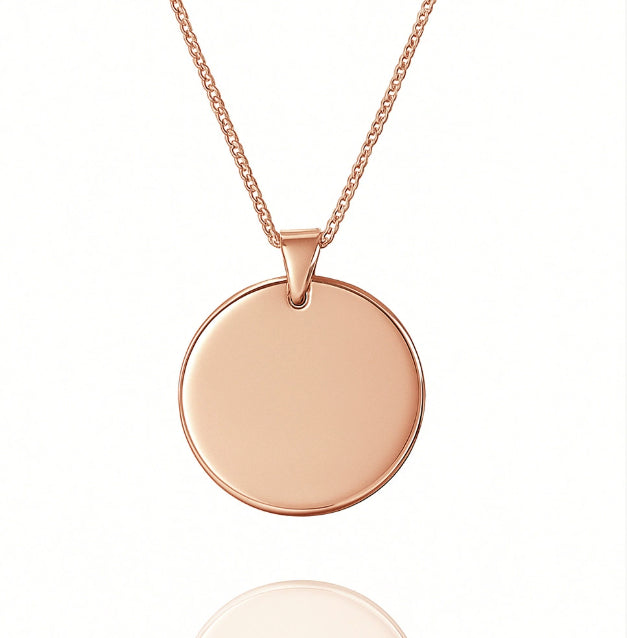 Hand-Engraved Custom Pendant Necklace - Personalized Handwriting or Design - 18K Gold Plated Stainless Steel Chain