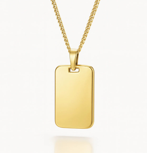 Hand-Engraved Custom Pendant Necklace - Personalized Handwriting or Design - 18K Gold Plated Stainless Steel Chain
