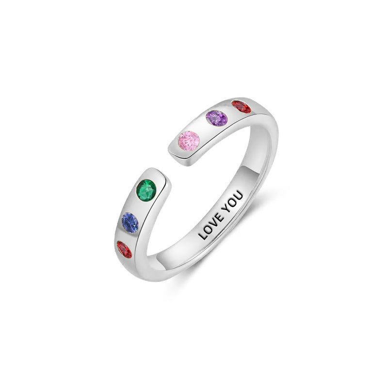 Personalized Text Birthstone Rings