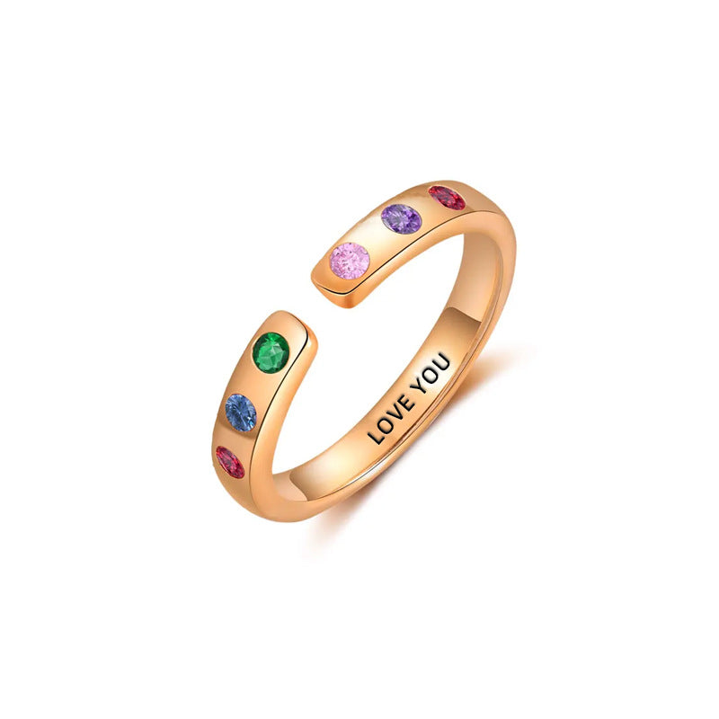 Personalized Text Birthstone Rings