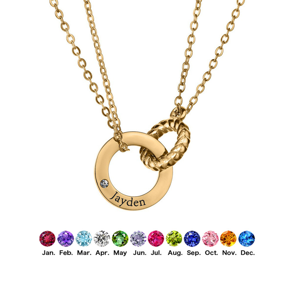 Interlocking Double Ring Bracelet & Necklace Set – Custom Engraving