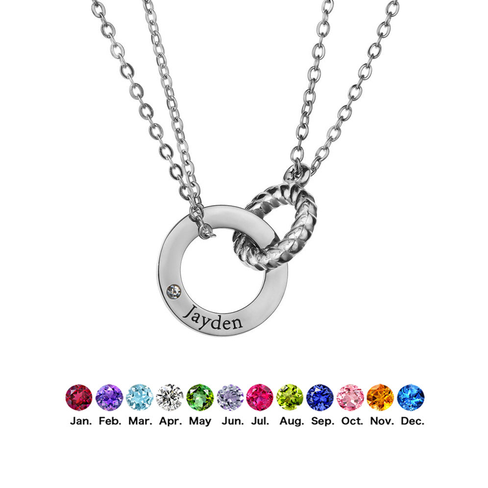 Interlocking Double Ring Bracelet & Necklace Set – Custom Engraving