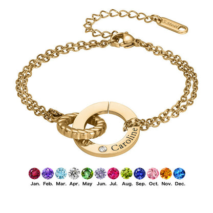 Interlocking Double Ring Bracelet & Necklace Set – Custom Engraving