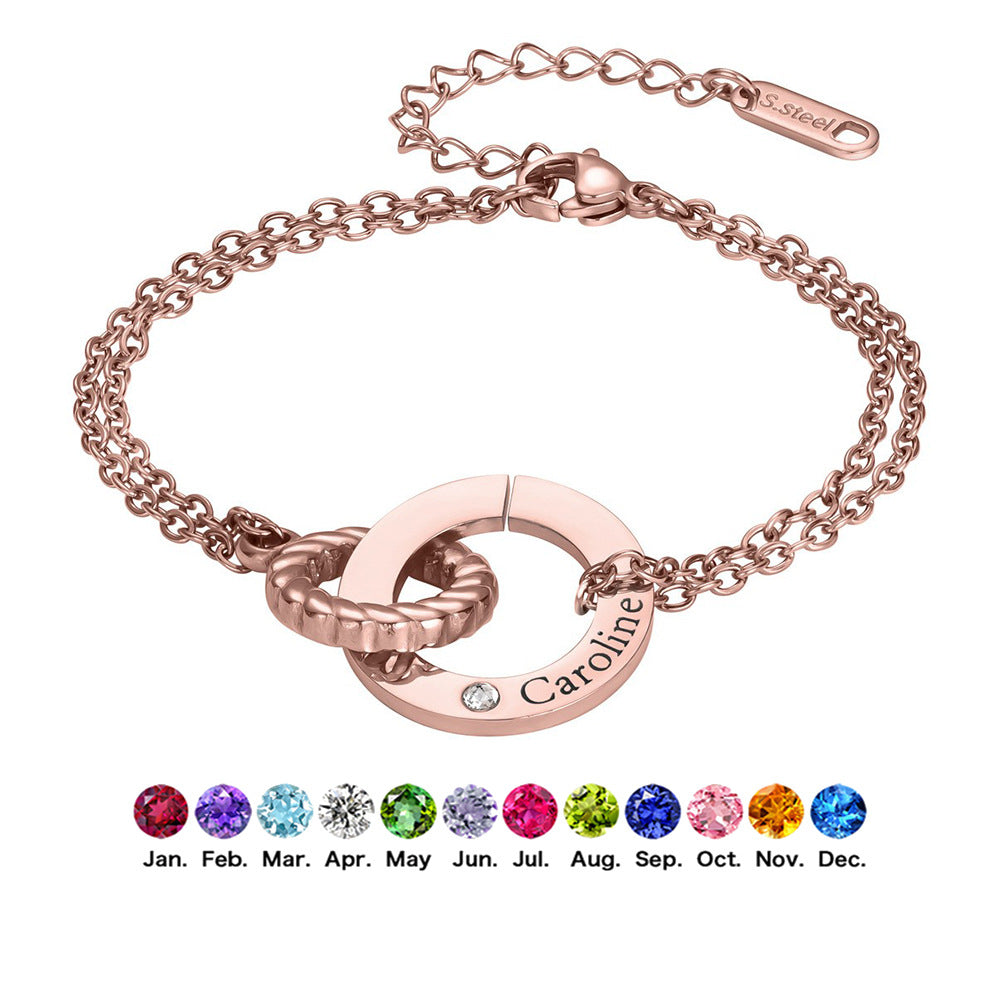 Interlocking Double Ring Bracelet & Necklace Set – Custom Engraving