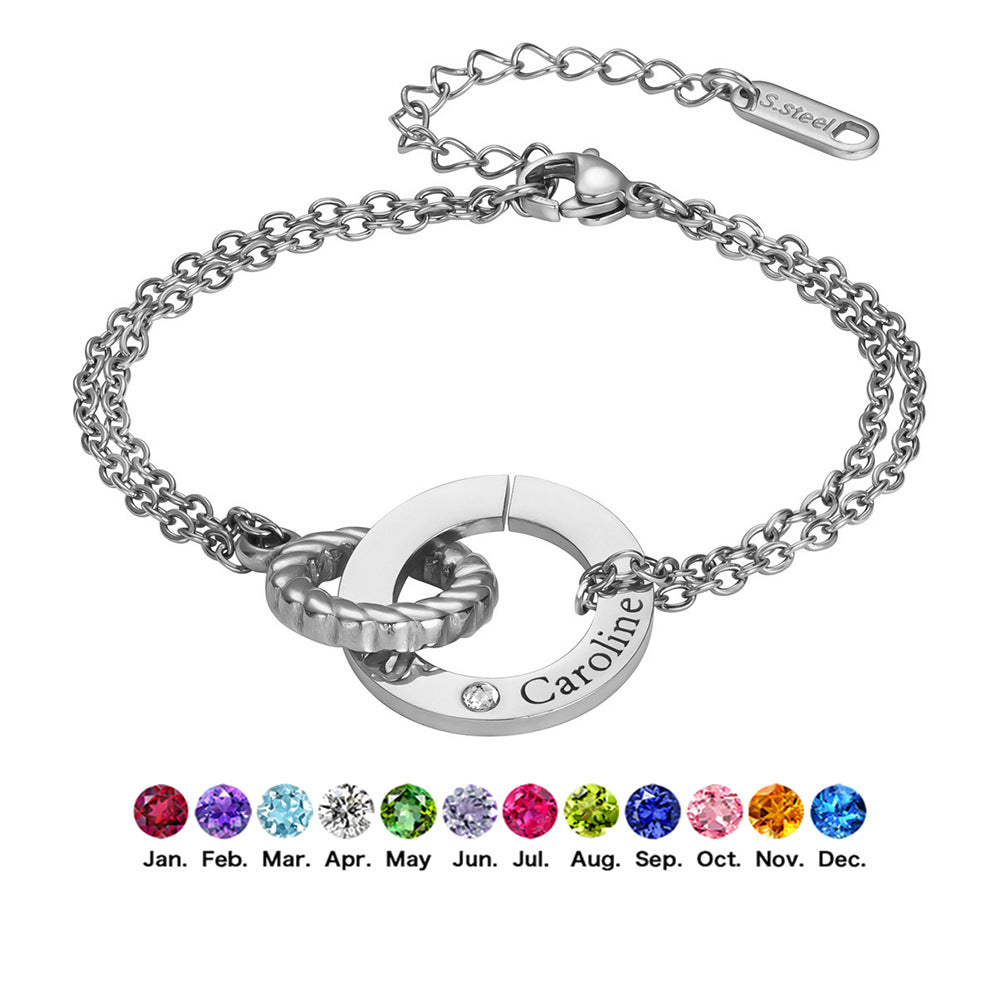 Interlocking Double Ring Bracelet & Necklace Set – Custom Engraving