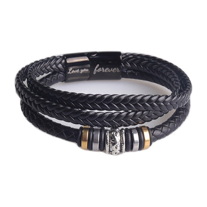 Custom Name Bead Leather Bracelet