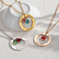 Mom Birthstone Necklace, Personalized Gift for Her, Multiple Birthstone Grandma Necklace, Circle Name Pendant, Birthday gift For Mom