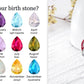 S925 Sterling Silver Rose Flower Heart Birthstone Pendant Necklace