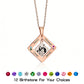 Engraved photo birthstone necklace