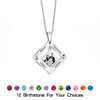 Engraved photo birthstone necklace
